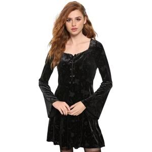 Disney Dress Womens Small Black Hocus Pocus Velvet Bell Sleeve Witchy Whimsigoth